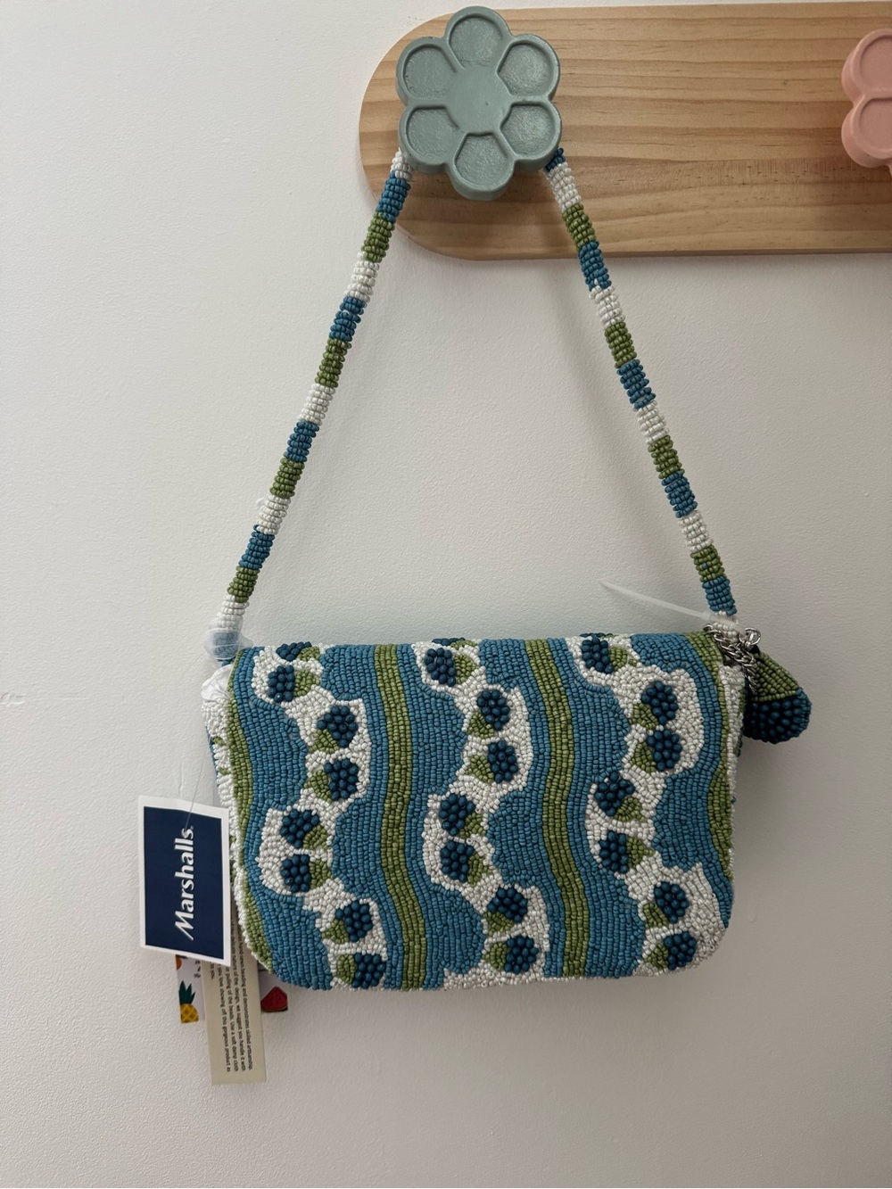 VIRAL tiktok Beaded Blackberry Blueberry Shoulder Bag in Blue, White & Green - Picture 2 of 3